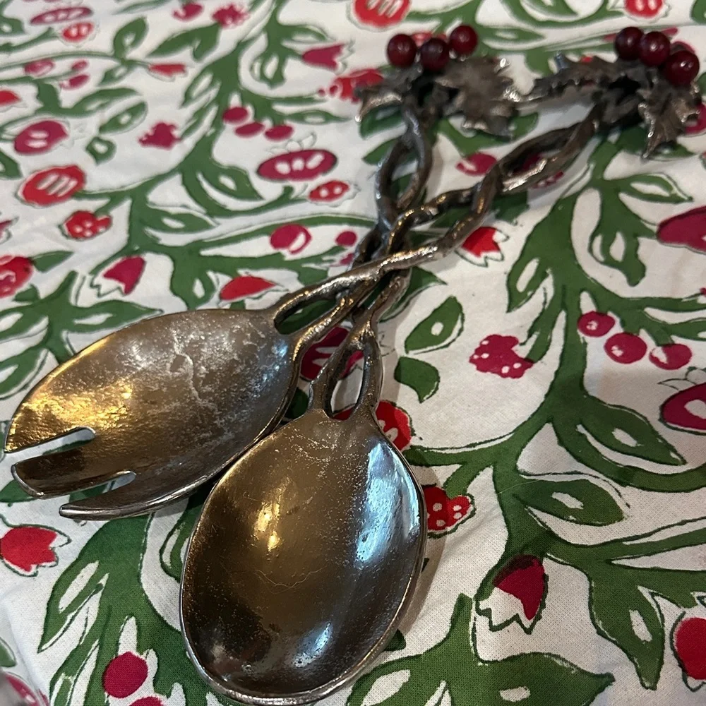 Mistletoe Christmas Serving spoon Set with Red Berries